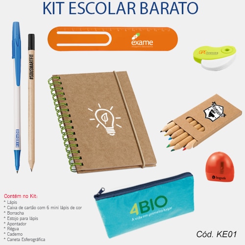 Kit Escolar Barato Personalizado - Brindes SP